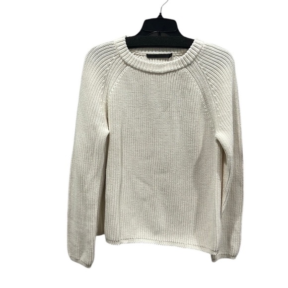 Jenni Kayne Cotton Fisherman Sweater in Ivory Size L - Picture 1 of 6